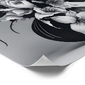 Minimalistische inkt Rozen vaas stijlvolle tekenin Poster (Hoek)