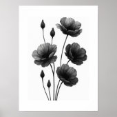 Minimalistische inktbloem Abstracte bloemkunst in Poster (Voorkant)