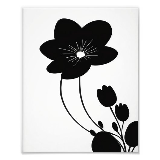 Minimalistische Inktbloem Floral Art Poster print (Voorkant)