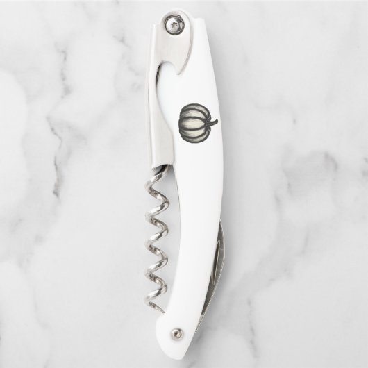 Minimalistische Inktpompoen – Herfstoogst op kunst Kurkentrekker (Voorkant)