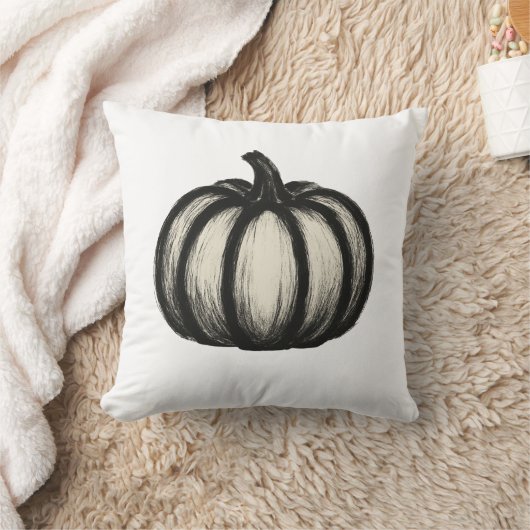 Minimalistische Inktpompoen – Herfstoogst op kunst Kussen (Deken)