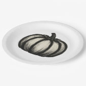 Minimalistische Inktpompoen – Herfstoogst op kunst Papieren Bordje (Gekanteld)