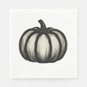 Minimalistische Inktpompoen – Herfstoogst op kunst Servet