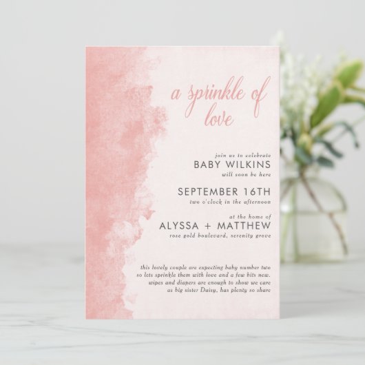 Minimalistische inktwastexture Meisje Babyshower Kaart (Staand voorkant)