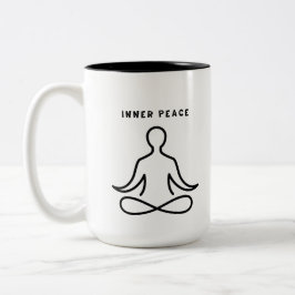 Minimalistische Innerlijke Vrede Yoga Lijnkunst - Tweekleurige Koffiemok