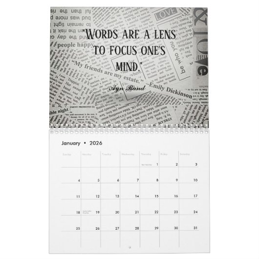 Minimalistische Inspirerend eenvoudige aangepaste Kalender (Jan 2026)