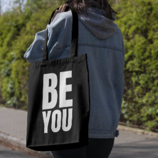 Minimalistische inspirerende quote "WEES JEZELF" Tote Bag