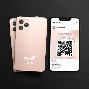 Minimalistische Instagram Post QR Code Roze Gouden Visitekaartje