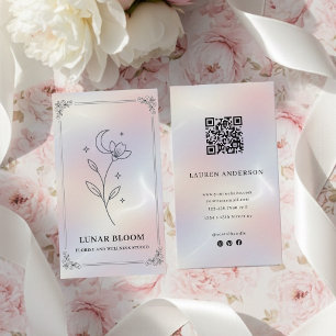 Minimalistische iriserende visitekaart met QR-code Visitekaartje