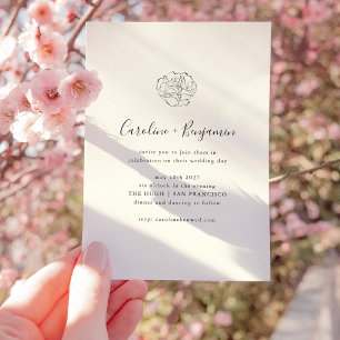 Minimalistische ivoor Black Floral Drawing Boho We Kaart