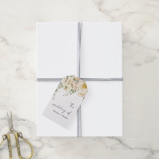 Minimalistische Ivoor Bliss Bruiloft Cadeaulabel (Met Touw)
