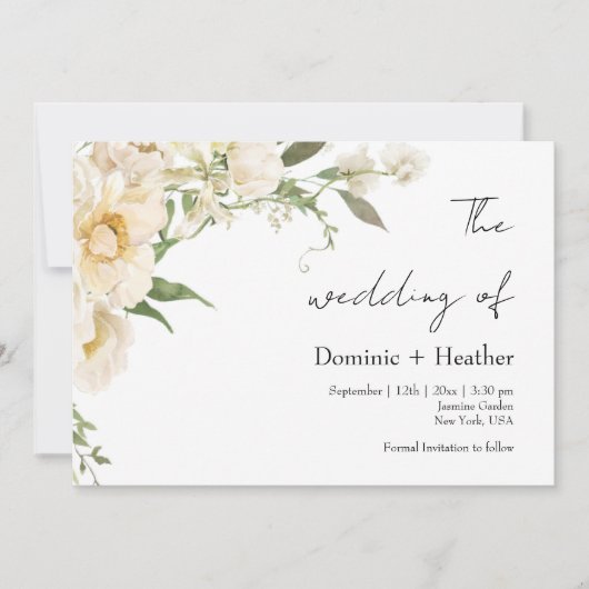 Minimalistische Ivoor Bliss Bruiloft Kaart (Voorkant)