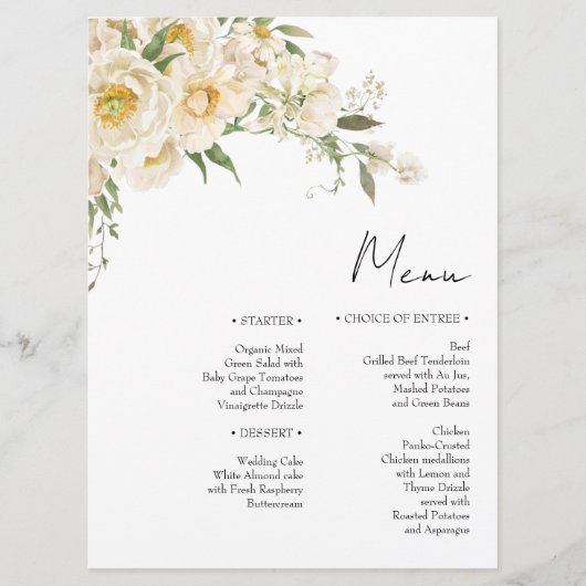 Minimalistische Ivoor Bliss Bruiloft Menu (Voorkant)
