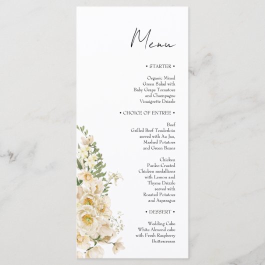 Minimalistische Ivoor Bliss Bruiloft Menu (Voorkant)