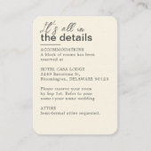 Minimalistische ivoor bruiloft details informatiekaartje (Voorkant)