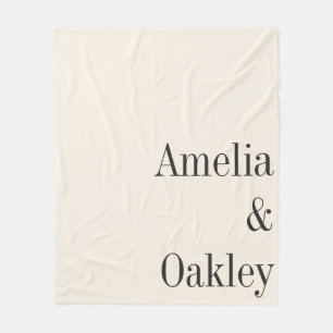 Minimalistische Ivoor Ecru Zwart Elegant Bruiloft  Fleece Deken