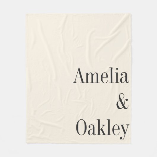 Minimalistische Ivoor Ecru Zwart Elegant Bruiloft  Fleece Deken (Voorkant)