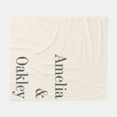 Minimalistische Ivoor Ecru Zwart Elegant Bruiloft  Fleece Deken (Voorkant (Horizontaal))
