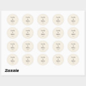 Minimalistische Ivoor Ecru Zwart Elegant Bruiloft  Ronde Sticker (Vel)