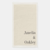 Minimalistische Ivoor Ecru Zwart Elegant Bruiloft  Servet (Voorkant)