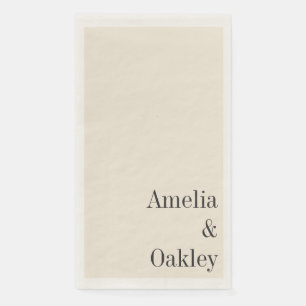 Minimalistische Ivoor Ecru Zwart Elegant Bruiloft  Servet