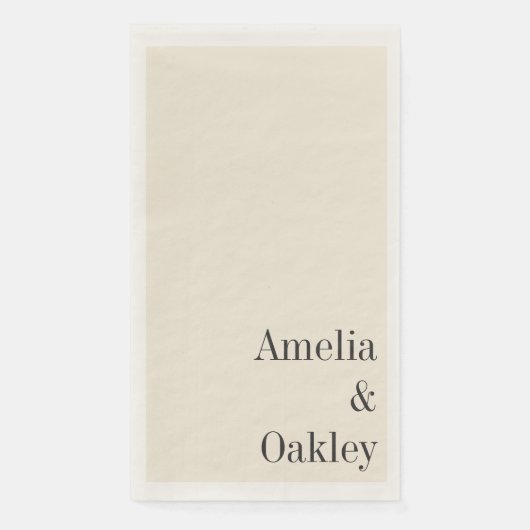 Minimalistische Ivoor Ecru Zwart Elegant Bruiloft  Servet (Voorkant)