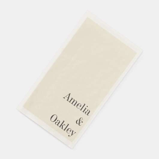 Minimalistische Ivoor Ecru Zwart Elegant Bruiloft  Servet (Hoek)