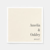 Minimalistische Ivoor Ecru Zwart Elegant Bruiloft  Servet (Voorkant)