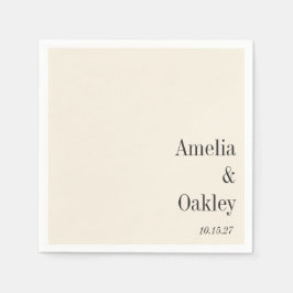 Minimalistische Ivoor Ecru Zwart Elegant Bruiloft Servet