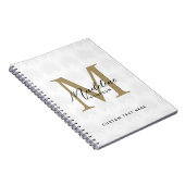 Minimalistische Ivoor Gouden Anahaw Blad Script Mo Notitieboek (Rechterzijde)