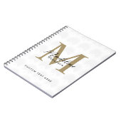 Minimalistische Ivoor Gouden Anahaw Blad Script Mo Notitieboek (Linkerzijde)