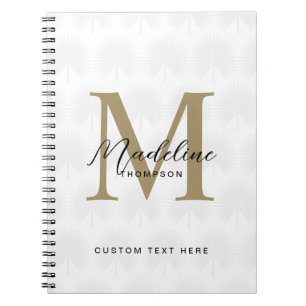 Minimalistische Ivoor Gouden Anahaw Blad Script Mo Notitieboek