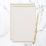 Minimalistische ivoor gouden monogram twee randen briefpapier<br><div class="desc">Maak je eigen gepersonaliseerde briefpapier papier met elegante chic typografie monogram naam en twee randlijnen.</div>