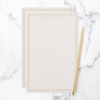 Minimalistische ivoor gouden monogram twee randen
