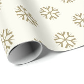 Minimalistische ivoor gouden sneeuwvlokken elegant cadeaupapier (Rol Hoek)