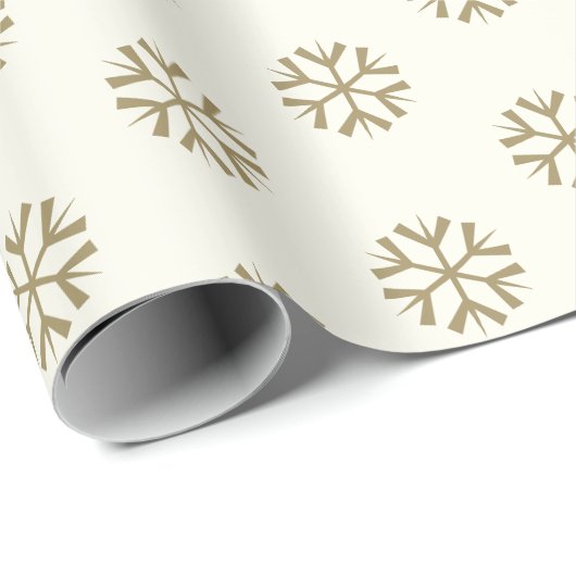 Minimalistische ivoor gouden sneeuwvlokken elegant cadeaupapier (Rol Hoek)