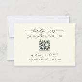 Minimalistische Ivoor RSVP met QR Code Kaart Notitiekaartje (Voorkant)