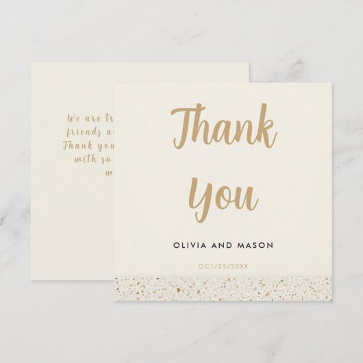 Minimalistische Ivoor Terrazzo bruiloft bedankkaar Bedankkaart (Voorkant / Achterkant)