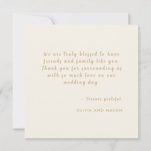 Minimalistische Ivoor Terrazzo bruiloft bedankkaar Bedankkaart (Achterkant)