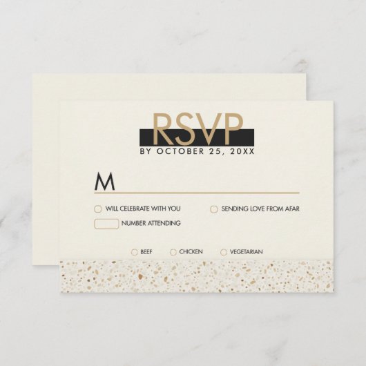 Minimalistische Ivoor Terrazzo bruiloft RSVP Kaart (Voorkant / Achterkant)