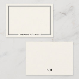 Minimalistische ivoor twee rand monogram notitiekaartje