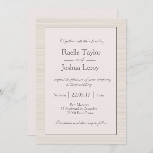 Minimalistische ivoor witte latte grijze strepen b kaart (Voorkant / Achterkant)