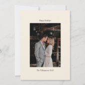 Minimalistische Ivoren Ecru Elegante Trouwfoto op  Feestdagenkaart (Voorkant)