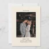 Minimalistische Ivoren Ecru Elegante Trouwfoto op  Save The Date (Voorkant)