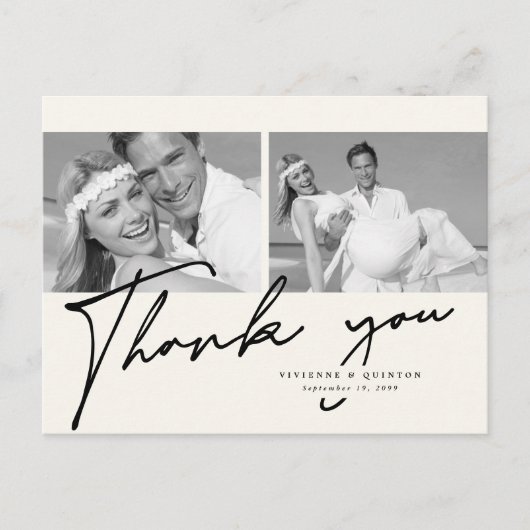 Minimalistische ivoren fotolijst 2 foto's Trouw Da Briefkaart (Voorkant)