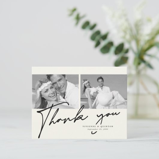 Minimalistische ivoren fotolijst 2 foto's Trouw Da Briefkaart (Staand voorkant)