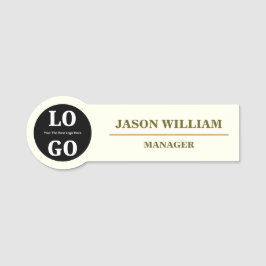 Minimalistische Ivoren Klant Logo Personeelsnaamka Naamplaatje