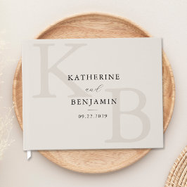 Minimalistische Ivoren Monogram Moderne Trouwdag Gastenboek