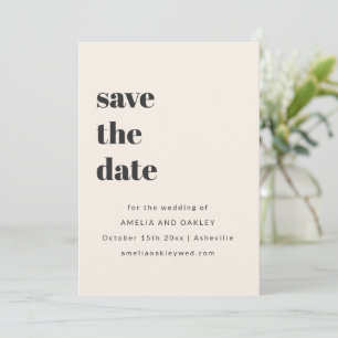 Minimalistische Ivoren Zwarte Retro Eenvoudige Tro Save The Date