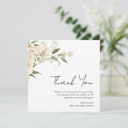 Minimalistische Ivory Bliss trouwfoto Bedankkaart (Staand voorkant)